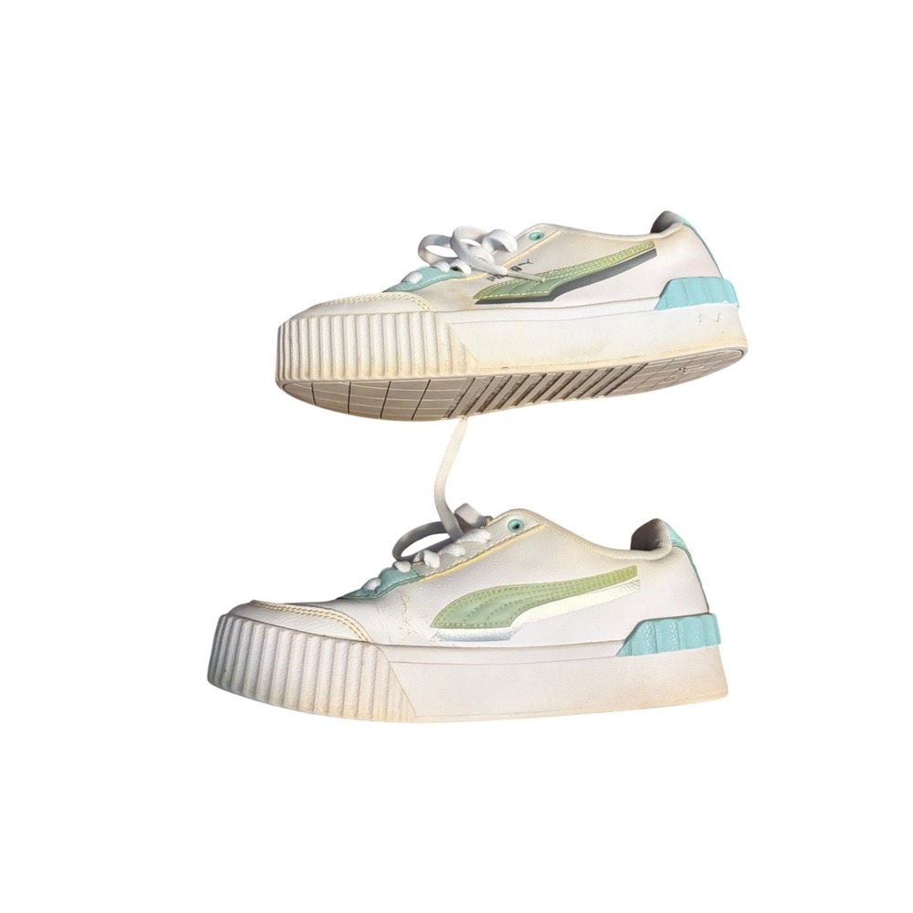 Puma Carina Street Platform Sneaker Pastel White Mint‎ Blue 384371-01 Size 8.5